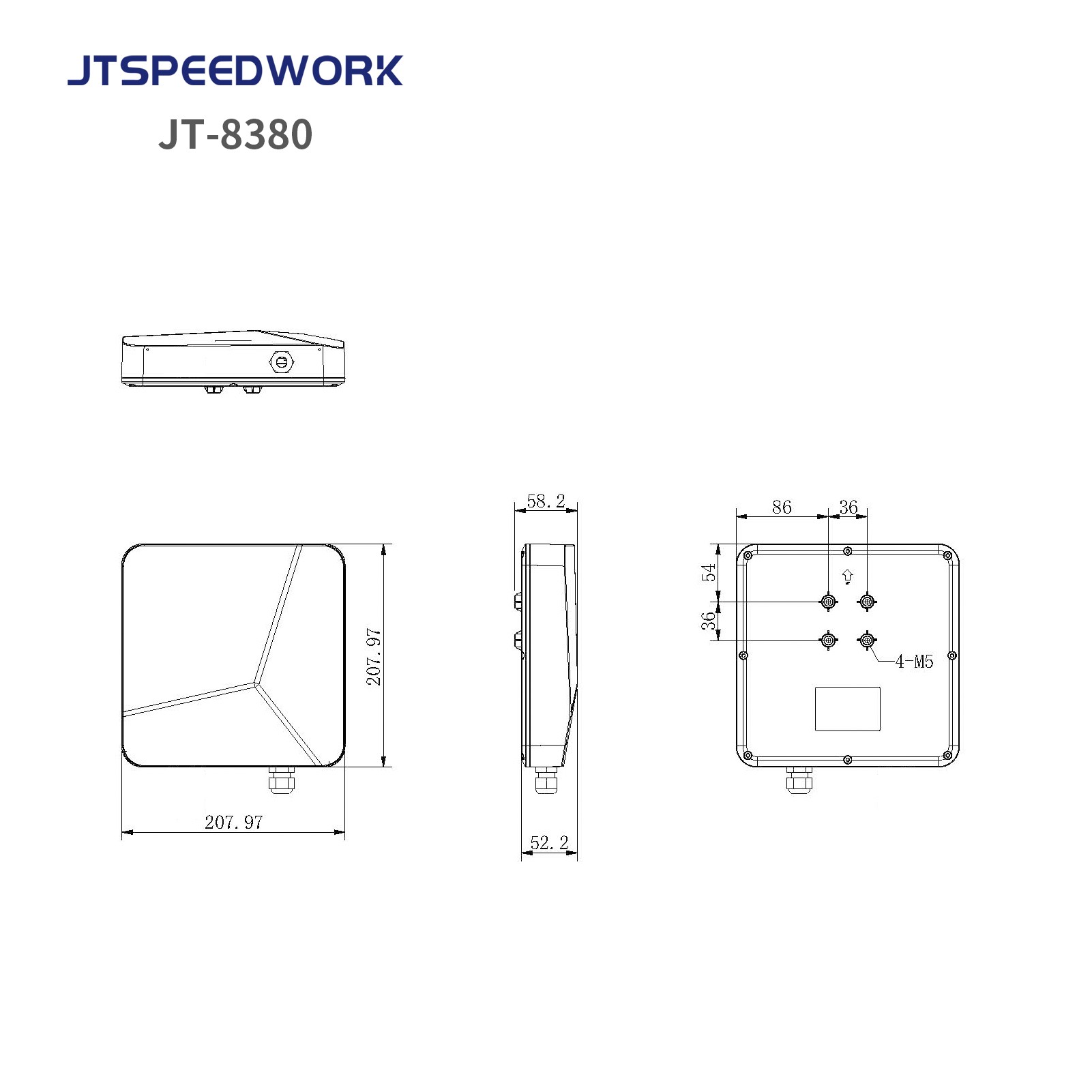 JT-8380 0-6m UHF RFID 902-928MHz középfrekvenciás integrált olvasó