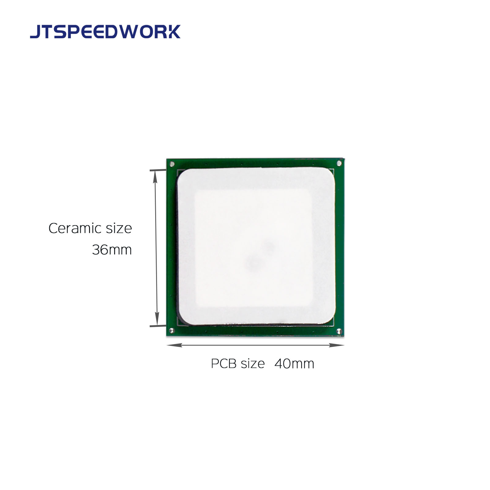 JT-T0036 3dBi UHF RFID kerámia antenna 36*36mm 865-868/902-928MHz RHCP PDA-hoz